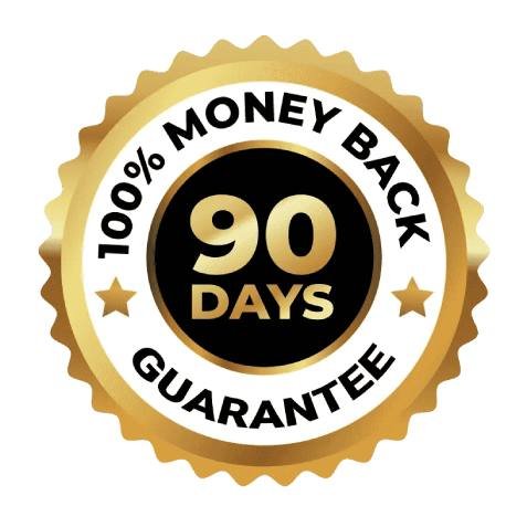 Risk-free 90-day money back guarantee badge ensuring customer satisfaction and purchase confidence