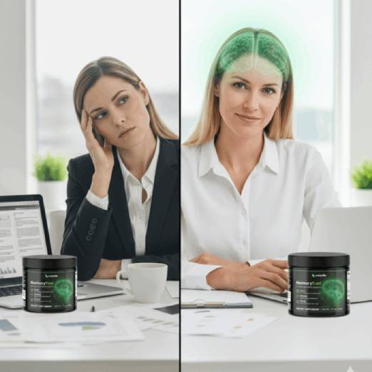 List of key benefits including memory retention, sustained focus, mental clarity, and long-term brain health